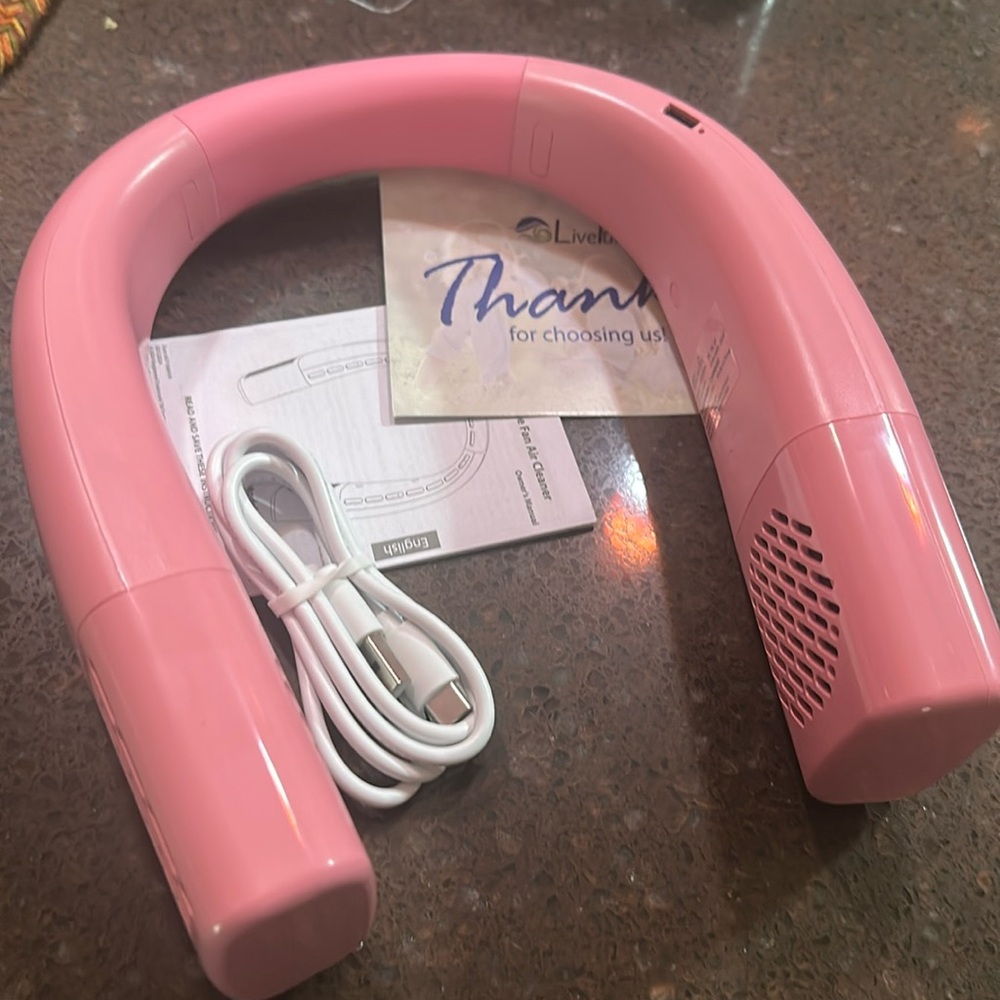 Pink Wearable Neck Fan